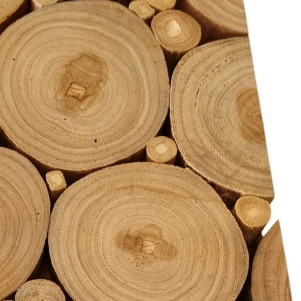 Homeroots Natural Teak Reclaimed Wood Wall Panels - Handcrafted Decorative Stump Slice Design For Unique Spaces  Solid And Manufactured Wood 617484