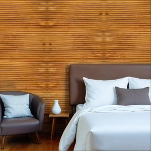 Homeroots Brown 3d Embossed Striped Teak Reclaimed Wood Wall Panels – Stylish, Durable, And Unique Decor Accent  Solid And Manufactured Wood 617486