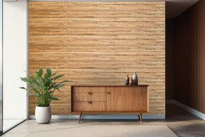 Homeroots Brown 3d Embossed Striped Teak Reclaimed Wood Wall Panels – Stylish, Durable, And Unique Decor Accent  Solid And Manufactured Wood 617486