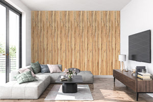 Homeroots Brown 3d Embossed Striped Teak Reclaimed Wood Wall Panels – Stylish, Durable, And Unique Decor Accent  Solid And Manufactured Wood 617486