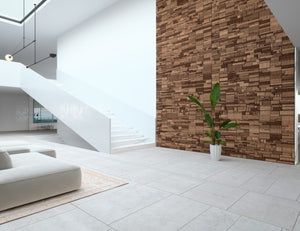 Homeroots Brown 3d Embossed Teak Wall Panel - Elegant Reclaimed Wood Decor For A Stunning Focal Point  Solid And Manufactured Wood 617487