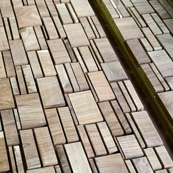 Homeroots Brown 3d Embossed Teak Wall Panel - Elegant Reclaimed Wood Decor For A Stunning Focal Point  Solid And Manufactured Wood 617487