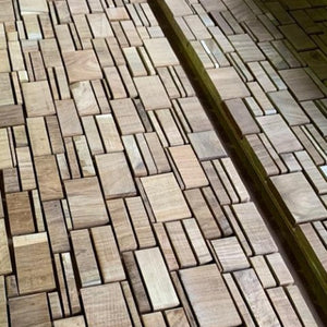 Homeroots Brown 3d Embossed Teak Wall Panel - Elegant Reclaimed Wood Decor For A Stunning Focal Point  Solid And Manufactured Wood 617487