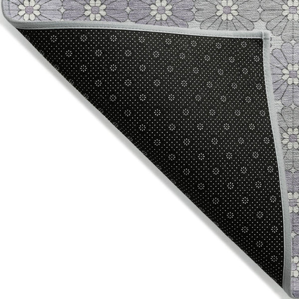 HomeRoots 5' Elegant Lavender Gray and Ivory Floral Area Rug – Stylish, Washable, Durable for Indoors & Outdoors 5' X 8' 617507