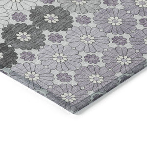 HomeRoots 5' Elegant Lavender Gray and Ivory Floral Area Rug – Stylish, Washable, Durable for Indoors & Outdoors 8' X 10' 617509