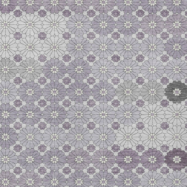 HomeRoots 5' Elegant Lavender Gray and Ivory Floral Area Rug – Stylish, Washable, Durable for Indoors & Outdoors 8' X 10' 617509