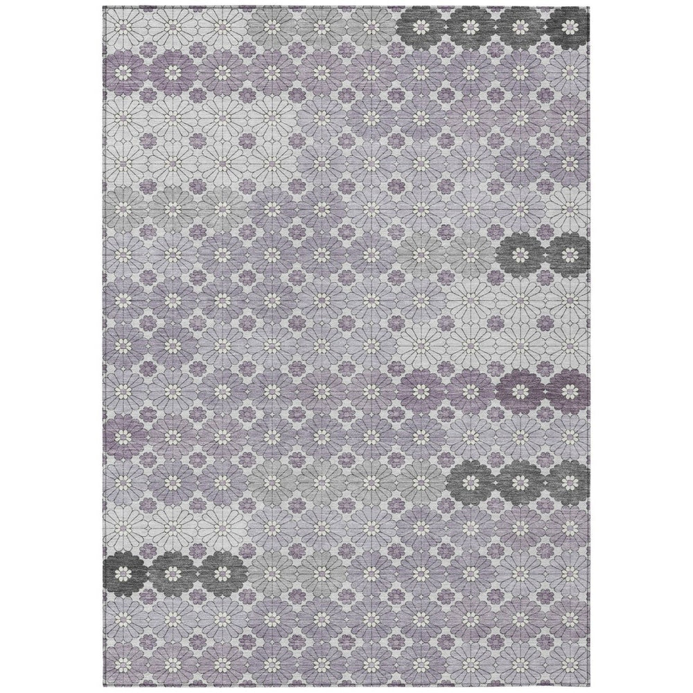 HomeRoots 5' Elegant Lavender Gray and Ivory Floral Area Rug – Stylish, Washable, Durable for Indoors & Outdoors 9' X 12' 617510