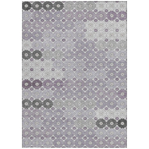 HomeRoots 5' Elegant Lavender Gray and Ivory Floral Area Rug – Stylish, Washable, Durable for Indoors & Outdoors 9' X 12' 617510