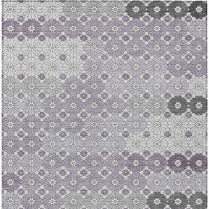 HomeRoots 5' Elegant Lavender Gray and Ivory Floral Area Rug – Stylish, Washable, Durable for Indoors & Outdoors 10' X 14' 617511