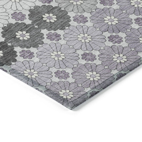 HomeRoots 5' Elegant Lavender Gray and Ivory Floral Area Rug – Stylish, Washable, Durable for Indoors & Outdoors 10' X 14' 617511