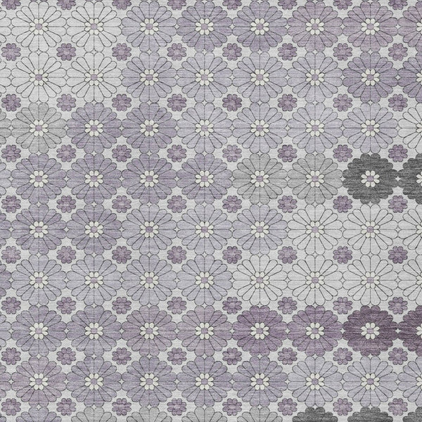 HomeRoots 5' Elegant Lavender Gray and Ivory Floral Area Rug – Stylish, Washable, Durable for Indoors & Outdoors 10' X 14' 617511
