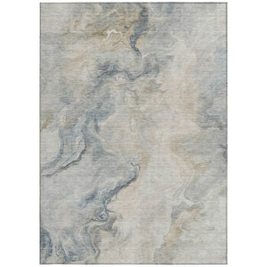 HomeRoots 5' Stylish Beige and Gray Abstract Washable Area Rug for Indoor and Outdoor High-Traffic Spaces 5' X 8' 617567