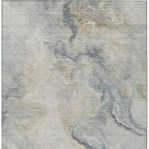 HomeRoots 5' Stylish Beige and Gray Abstract Washable Area Rug for Indoor and Outdoor High-Traffic Spaces 5' X 8' 617567