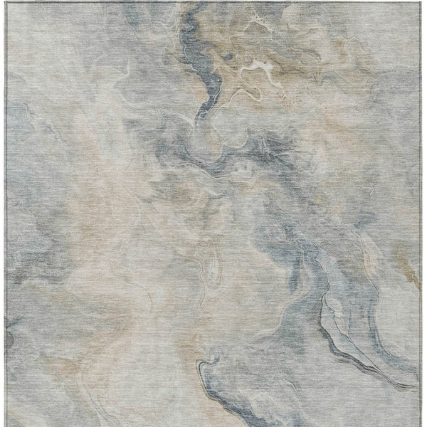 HomeRoots 5' Stylish Beige and Gray Abstract Washable Area Rug for Indoor and Outdoor High-Traffic Spaces 5' X 8' 617567