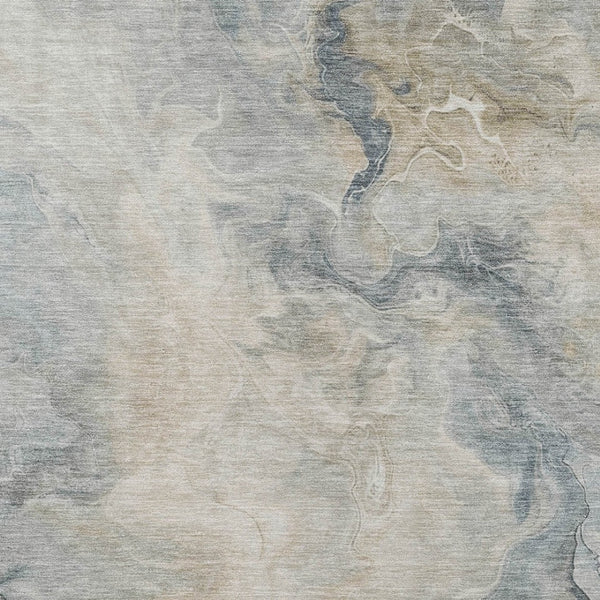 HomeRoots 5' Stylish Beige and Gray Abstract Washable Area Rug for Indoor and Outdoor High-Traffic Spaces 9' X 12' 617570