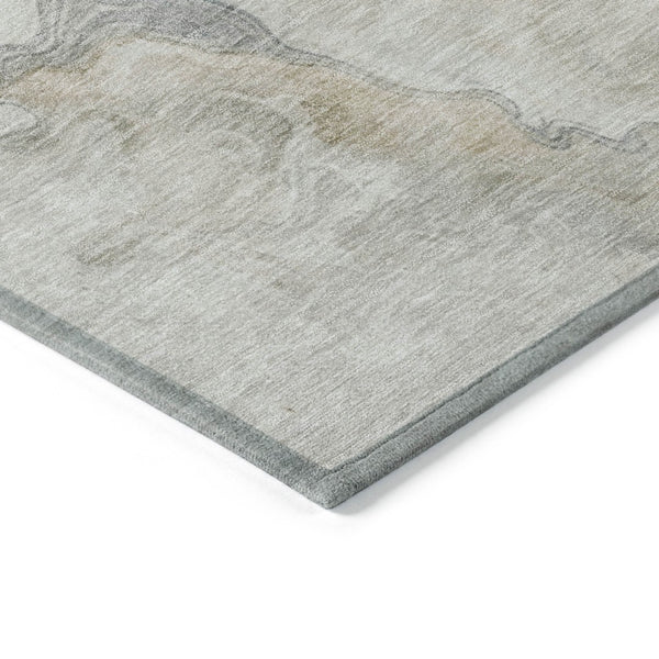 HomeRoots 5' Stylish Beige and Gray Abstract Washable Area Rug for Indoor and Outdoor High-Traffic Spaces 10' X 14' 617571