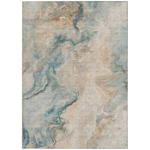 HomeRoots 5' Modern Teal Blue Coral Ivory Abstract Area Rug - Washable, Indoor/Outdoor, Stain-Resistant Design 10' X 14' 617589
