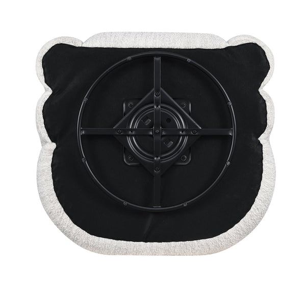 English Elm Contemporary Sculpted Barrel-Back Arm Chair with Smooth Casters, Neutral Textured Upholstery, Stylish Accent Seating White 38 L x 37 W x 29 H B2741P401980