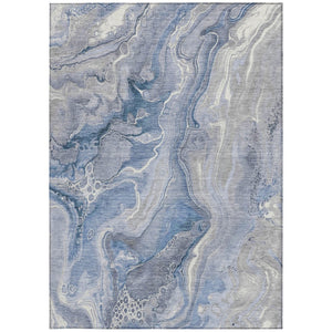 HomeRoots 5' Denim Blue and Ivory Abstract Washable Area Rug – Stylish, Durable, and Ideal for Indoor/Outdoor Use 5' X 8' 617597