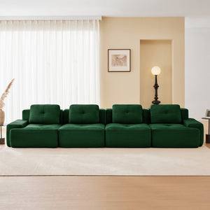 English Elm 153" Modern Modular Sectional Sofa - Plush Corduroy 4-Seater With Ergonomic Deep Seats & Anti-Slip Design W714S01489