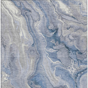 HomeRoots 5' Denim Blue and Ivory Abstract Washable Area Rug – Stylish, Durable, and Ideal for Indoor/Outdoor Use 10' X 14' 617601