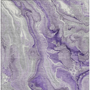 HomeRoots 5' Purple and Ivory Abstract Washable Area Rug - Stylish, Durable, and Ideal for Indoor or Outdoor Use 5' X 8' 617603