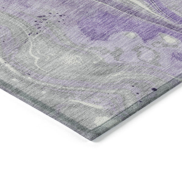 HomeRoots 5' Purple and Ivory Abstract Washable Area Rug - Stylish, Durable, and Ideal for Indoor or Outdoor Use 10' X 14' 617607