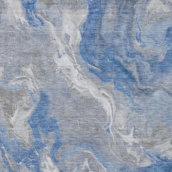HomeRoots 5' Blue and Ivory Abstract Area Rug - Washable, Durable Indoor-Outdoor Design for Modern Spaces 8' X 10' 617623