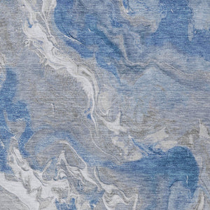 HomeRoots 5' Blue and Ivory Abstract Area Rug - Washable, Durable Indoor-Outdoor Design for Modern Spaces 10' X 14' 617625
