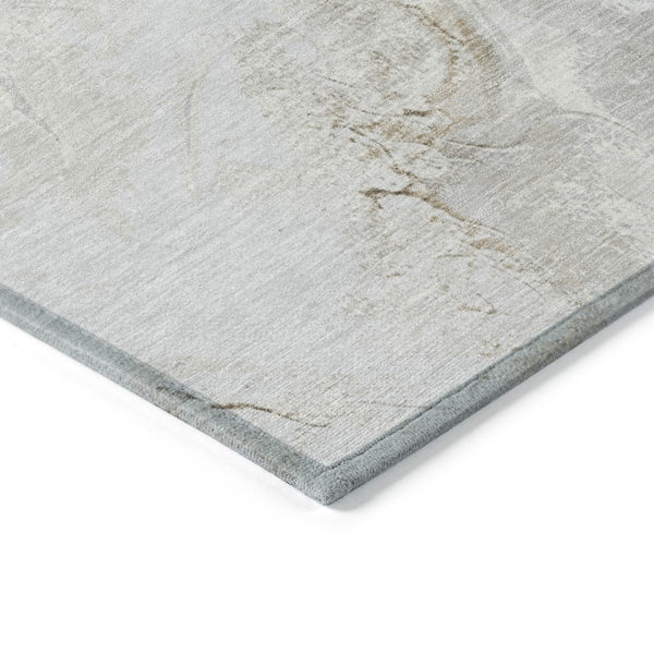HomeRoots 5' Ivory and Beige Abstract Washable Area Rug - Durable, Stylish, and Perfect for Indoor/Outdoor Use 5' X 8' 617633