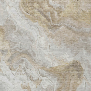 HomeRoots 5' Ivory and Beige Abstract Washable Area Rug - Durable, Stylish, and Perfect for Indoor/Outdoor Use 5' X 8' 617633