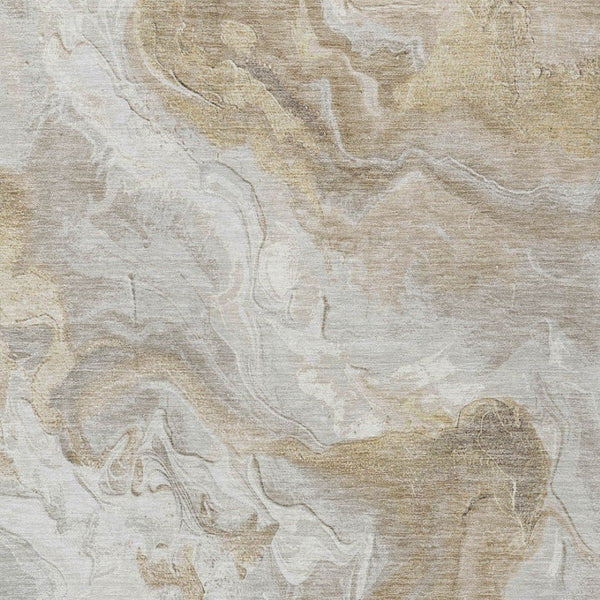 HomeRoots 5' Ivory and Beige Abstract Washable Area Rug - Durable, Stylish, and Perfect for Indoor/Outdoor Use 5' X 8' 617633