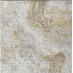 HomeRoots 5' Ivory and Beige Abstract Washable Area Rug - Durable, Stylish, and Perfect for Indoor/Outdoor Use 8' X 10' 617635