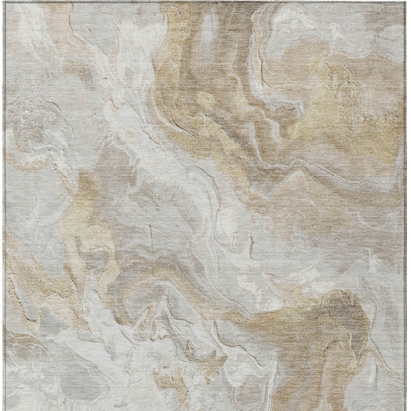 HomeRoots 5' Ivory and Beige Abstract Washable Area Rug - Durable, Stylish, and Perfect for Indoor/Outdoor Use 8' X 10' 617635