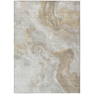 HomeRoots 5' Ivory and Beige Abstract Washable Area Rug - Durable, Stylish, and Perfect for Indoor/Outdoor Use 8' X 10' 617635