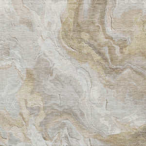 HomeRoots 5' Ivory and Beige Abstract Washable Area Rug - Durable, Stylish, and Perfect for Indoor/Outdoor Use 8' X 10' 617635