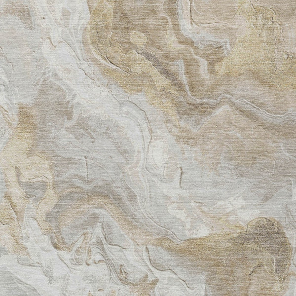 HomeRoots 5' Ivory and Beige Abstract Washable Area Rug - Durable, Stylish, and Perfect for Indoor/Outdoor Use 9' X 12' 617636