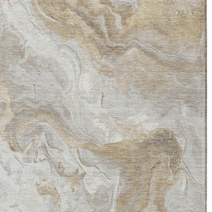 HomeRoots 5' Ivory and Beige Abstract Washable Area Rug - Durable, Stylish, and Perfect for Indoor/Outdoor Use 10' X 14' 617637
