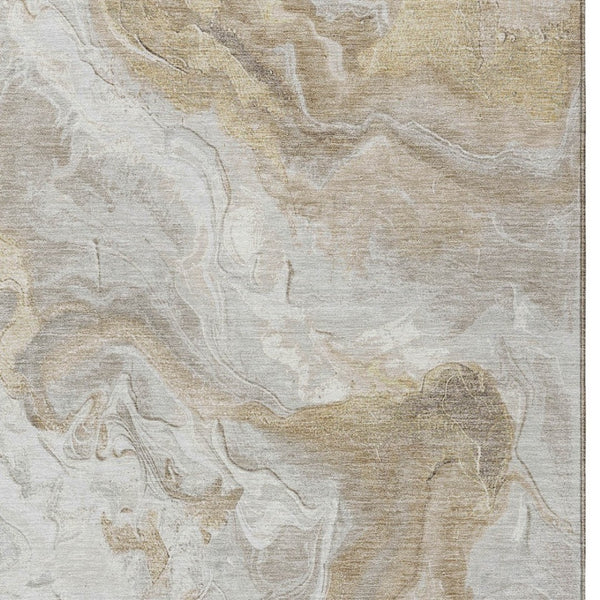 HomeRoots 5' Ivory and Beige Abstract Washable Area Rug - Durable, Stylish, and Perfect for Indoor/Outdoor Use 10' X 14' 617637