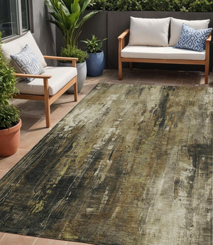 HomeRoots 5' Beige and Taupe Abstract Area Rug – Durable, Washable, Versatile for Indoor and Outdoor Spaces 5' X 8' 617645