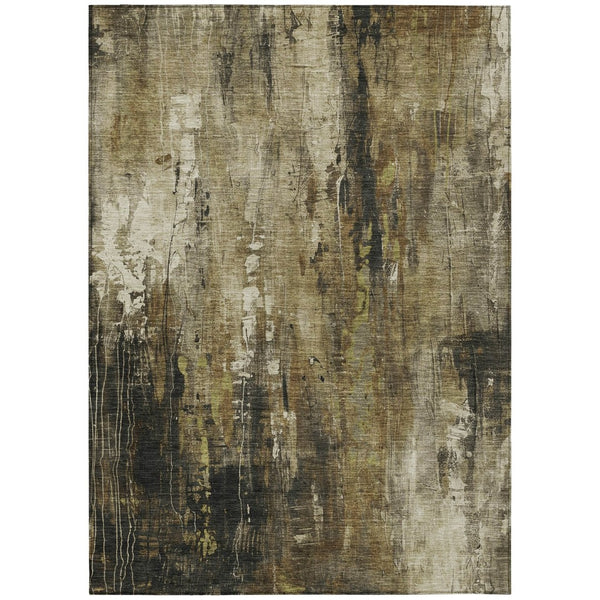HomeRoots 5' Beige and Taupe Abstract Area Rug – Durable, Washable, Versatile for Indoor and Outdoor Spaces 5' X 8' 617645
