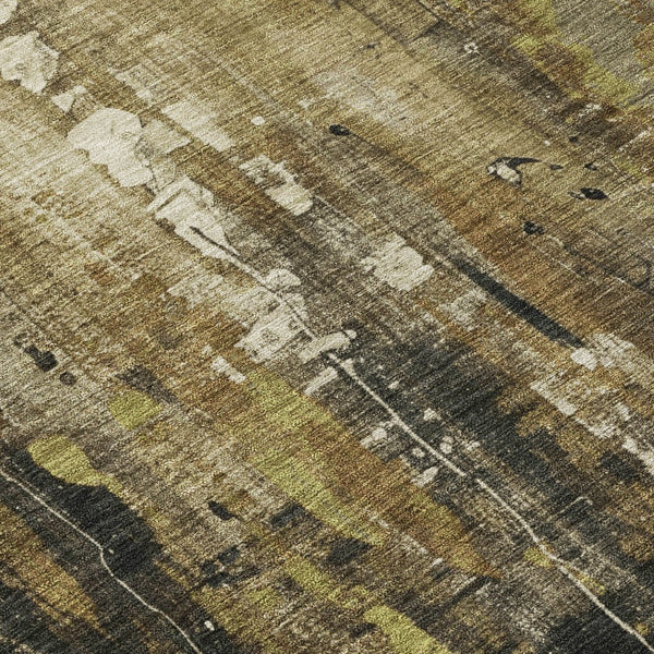 HomeRoots 5' Beige and Taupe Abstract Area Rug – Durable, Washable, Versatile for Indoor and Outdoor Spaces 8' Round 617646