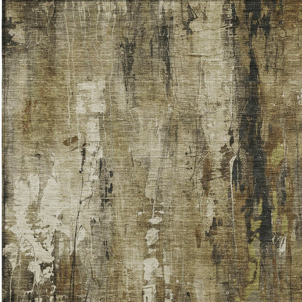 HomeRoots 5' Beige and Taupe Abstract Area Rug – Durable, Washable, Versatile for Indoor and Outdoor Spaces 8' X 10' 617647