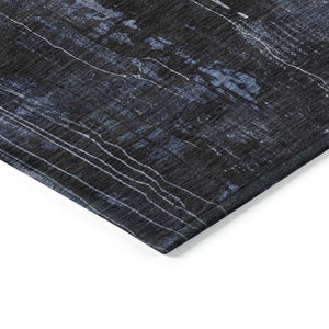 HomeRoots 5' Blue and Ivory Abstract Area Rug - Stylish, Durable, and Washable for Indoor/Outdoor Use 5' X 8' 617651