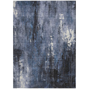 HomeRoots 5' Blue and Ivory Abstract Area Rug - Stylish, Durable, and Washable for Indoor/Outdoor Use 5' X 8' 617651