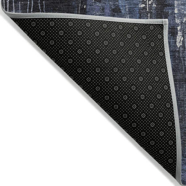 HomeRoots 5' Blue and Ivory Abstract Area Rug - Stylish, Durable, and Washable for Indoor/Outdoor Use 8' X 10' 617653