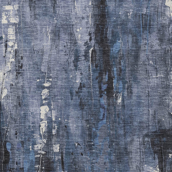 HomeRoots 5' Blue and Ivory Abstract Area Rug - Stylish, Durable, and Washable for Indoor/Outdoor Use 8' X 10' 617653