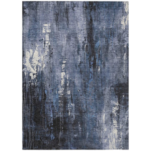 HomeRoots 5' Blue and Ivory Abstract Area Rug - Stylish, Durable, and Washable for Indoor/Outdoor Use 10' X 14' 617655