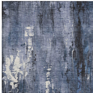 HomeRoots 5' Blue and Ivory Abstract Area Rug - Stylish, Durable, and Washable for Indoor/Outdoor Use 10' X 14' 617655