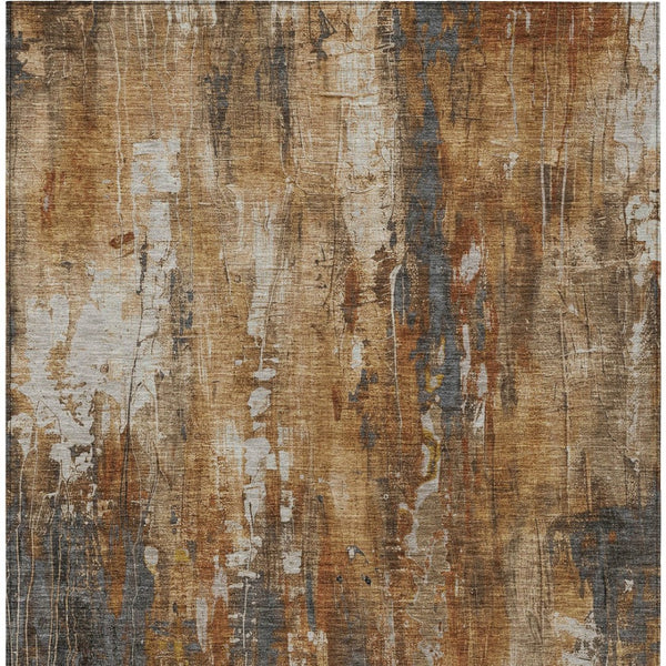 HomeRoots 5' Durable Abstract Area Rug in Rust Gray and Ivory - Washable for Indoor and Outdoor Use 8' X 10' 617665